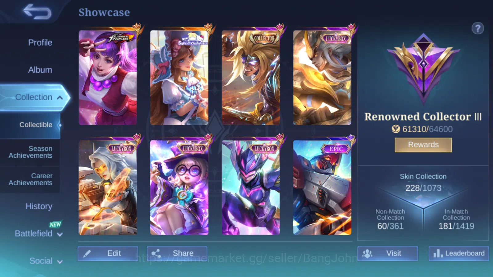 Mobile Legends: Bang Bang Accounts Others Hero 99 | Skin 228 | Glory | Aspirants Guinevere | Sanrio Floryn | Luckybox 2
