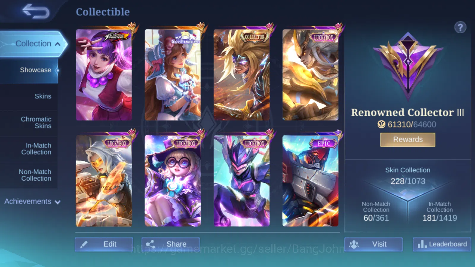 Mobile Legends: Bang Bang Accounts Others Hero 99 | Skin 228 | Glory | Aspirants Guinevere | Sanrio Floryn | Luckybox 5