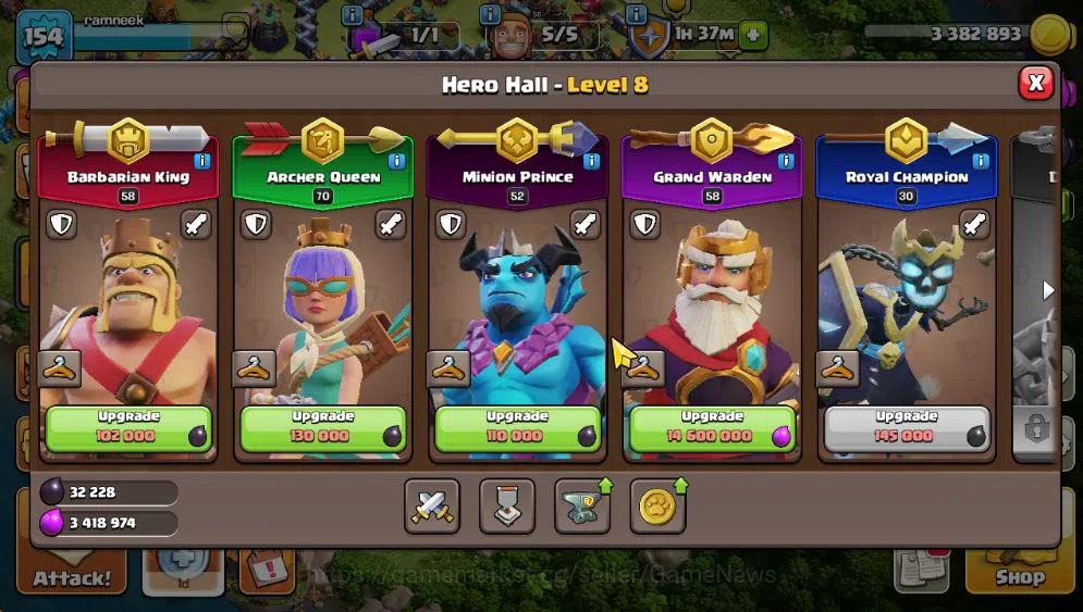 Clash of Clans Accounts TH 14-BH 8|LV 154|Limited Skin|HH 8|BK 58,AQ 70,GW image 8