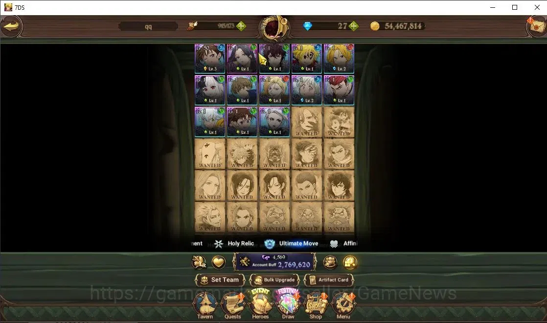The Seven Deadly Sins: Grand Cross Accounts Endgame Global|2,7M CC|1 LR+UR Selection|3 LR+9 UR+Collab 10