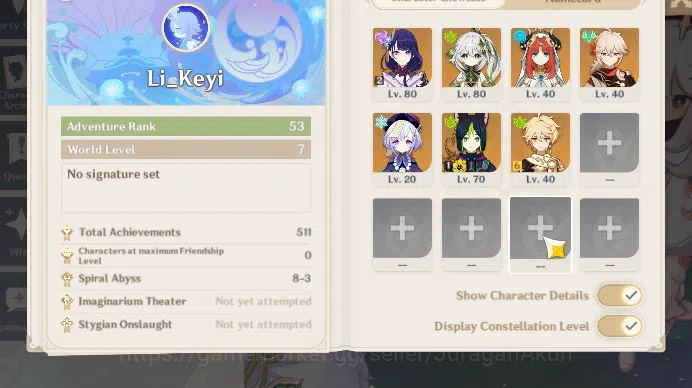 Genshin Impact Accounts Mid Game ASIA |AR 53 | 4 Limited + 2(*5Weapon) |Raiden+C2+Sign,Nahida,Kazuha,Nilou,Etc| TakeMail 2