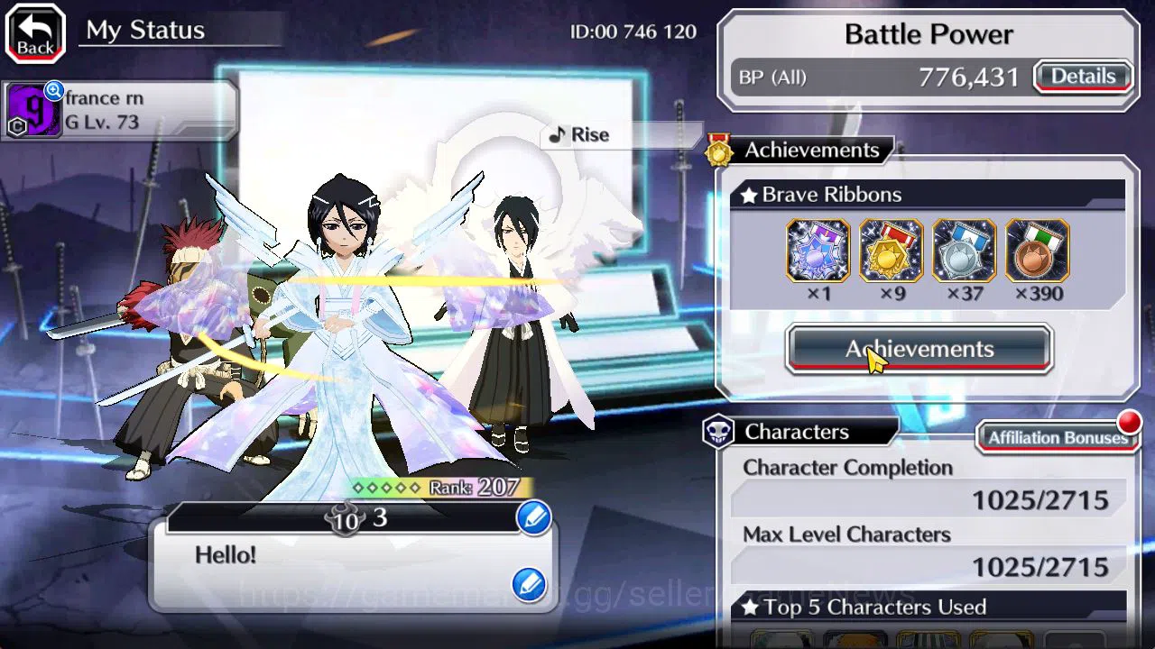 Bleach: Brave Souls Accounts Mid-Tier [GLOBAL]52K Orbs|Soul Reaper(Shunsui,Jushiro),10th Anniv Rukia,TYBW25 Renji,Byakuya 2