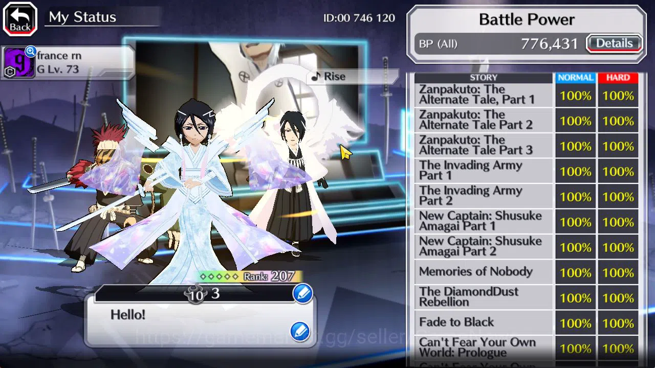 Bleach: Brave Souls Accounts Mid-Tier [GLOBAL]52K Orbs|Soul Reaper(Shunsui,Jushiro),10th Anniv Rukia,TYBW25 Renji,Byakuya 6