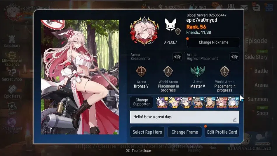 Epic Seven Accounts GLOBAL|UnVerif|6 ML|(BArunka,LR Krau,RoLightAShado image 2