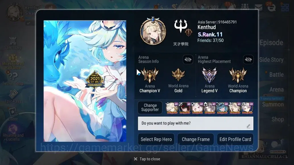 Epic Seven Accounts ASIA VERIF|38ML(NOTOS,School Nurse Yulha,LOTScales image 2