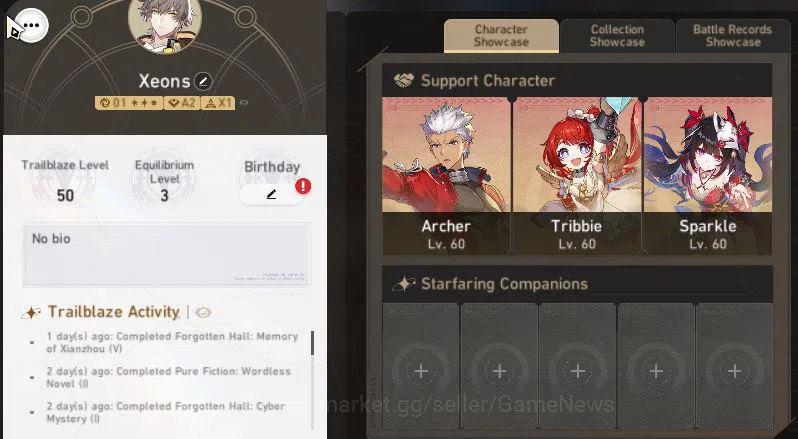 Honkai Star Rail Accounts Asia|TL 50|2,7K Stellar Jade|4 Limited| [Archer,Tr image 2