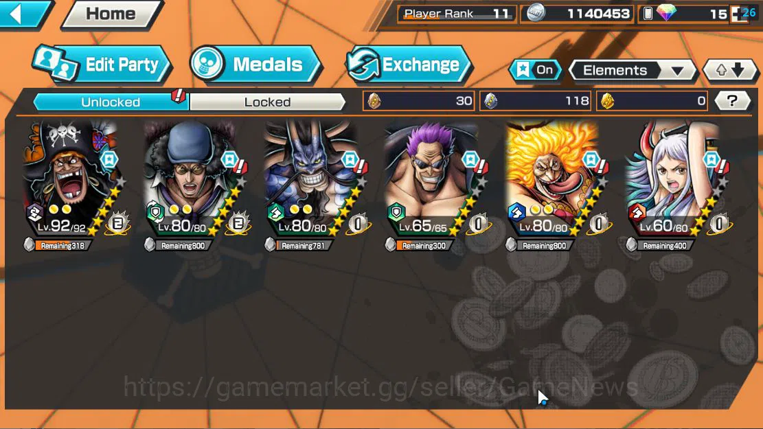 One Piece Bounty Rush Accounts Global|6 EX|5 Elder St.Saturn,Bp Kuzan,BMO Kaido,F image 5