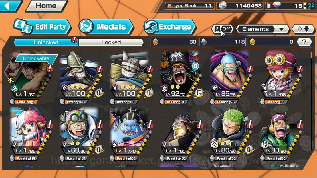 One Piece Bounty Rush Accounts Global|6 EX|5 Elder St.Saturn,Bp Kuzan,BMO Kaido,F image 6
