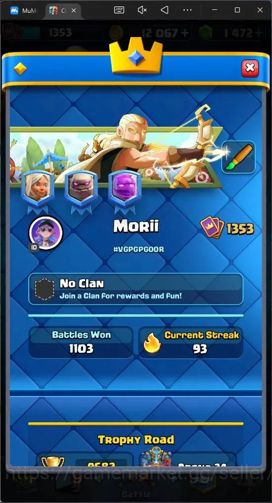 Clash Royale Accounts Mobile | KTL 14 |Trophy 9682|1 L15 Card (Royal Hog image 16