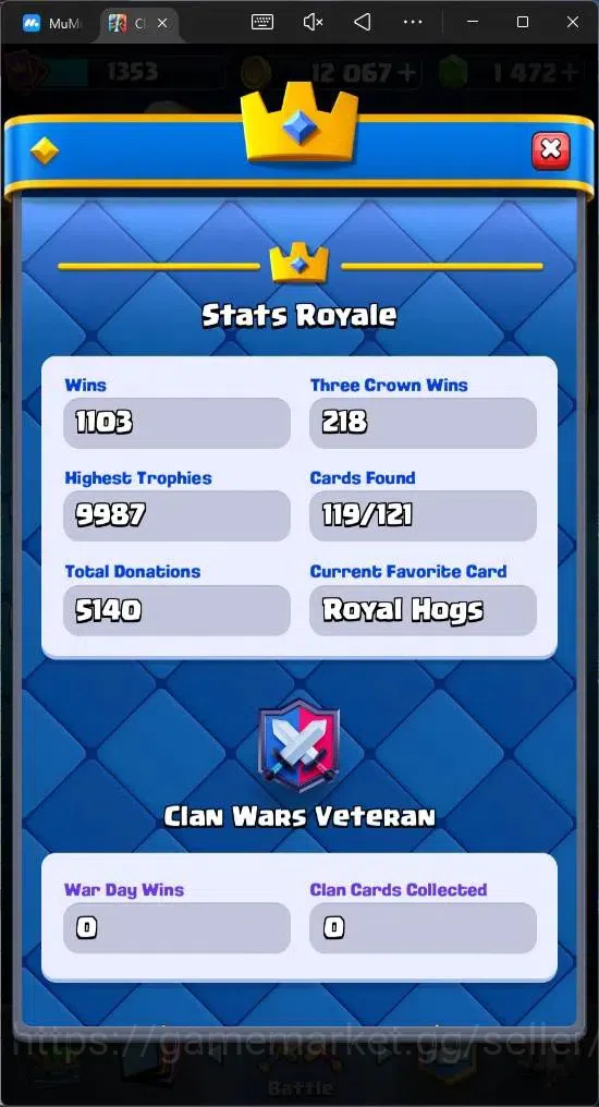 Clash Royale Accounts Mobile | KTL 14 |Trophy 9682|1 L15 Card (Royal Hog image 18