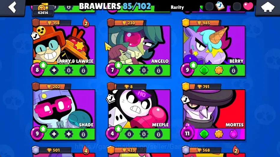 Brawl Stars Accounts 42414 Trophy|85 Brawlers 22 Max Lvl|UL Kaze|258 Skins|5 hypch Skin 6 Legend 4 Myth 41 Epic|40K Bling 16