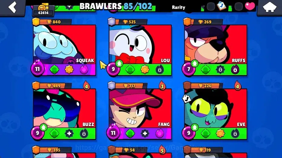Brawl Stars Accounts 42414 Trophy|85 Brawlers 22 Max Lvl|UL Kaze|258 Skins|5 hypch Skin 6 Legend 4 Myth 41 Epic|40K Bling 18