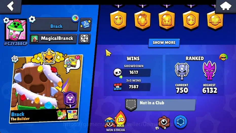Brawl Stars Accounts 42414 Trophy|85 Brawlers 22 Max Lvl|UL Kaze|258 Skins|5 hypch Skin 6 Legend 4 Myth 41 Epic|40K Bling 3