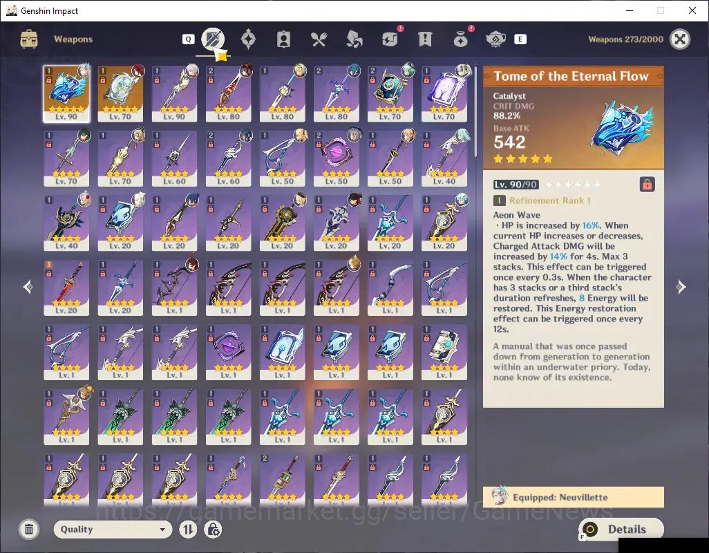 Genshin Impact Accounts Others ASIA|AR 56|5 Limited 2(*5Weapon)|(Neuvillette C1)Sign,Kaedehara Kazuha,Xiao,Hu 3