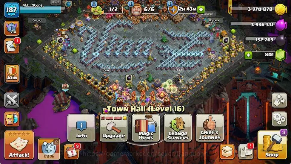 Clash of Clans Accounts Global | TH 16-BH 10 | LVL 187|HH 10|AQ 79 ,MP 65  image 2