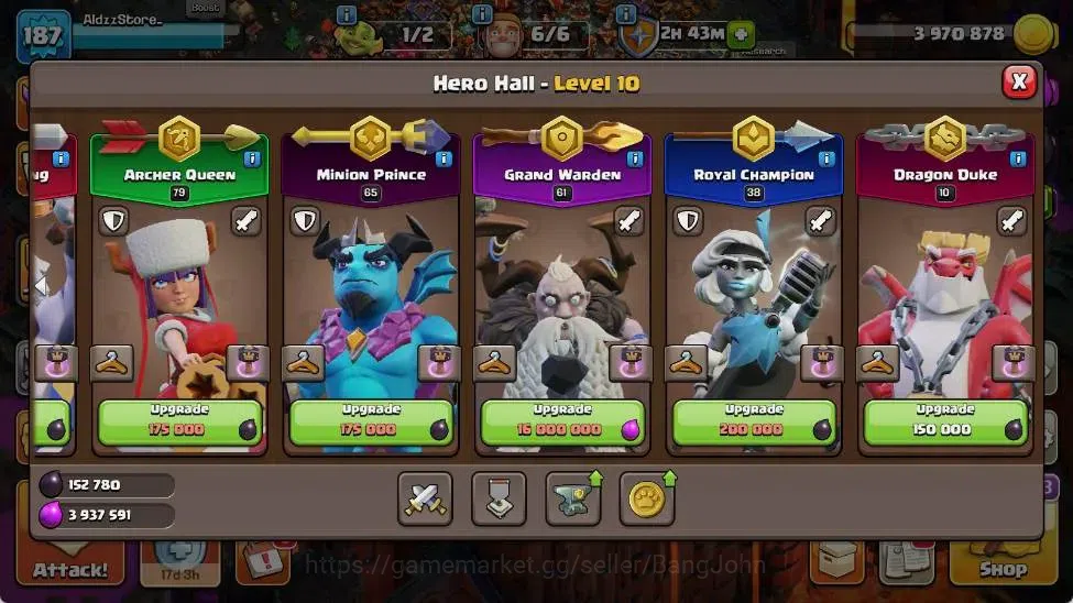 Clash of Clans Accounts Global | TH 16-BH 10 | LVL 187|HH 10|AQ 79 ,MP 65  image 7