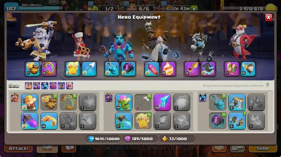 Clash of Clans Accounts Global | TH 16-BH 10 | LVL 187|HH 10|AQ 79 ,MP 65  image 8