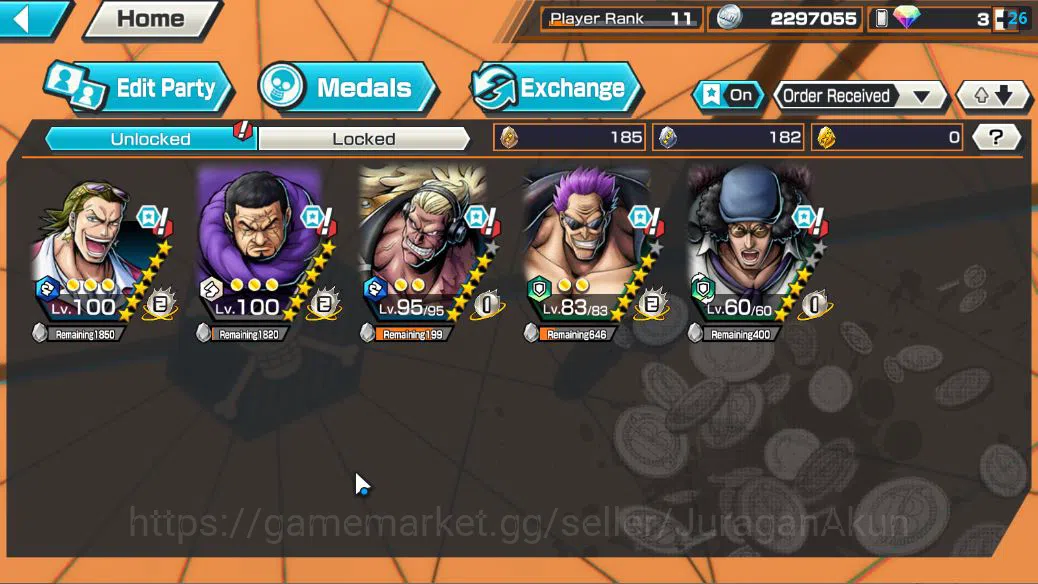 One Piece Bounty Rush Accounts Starter Global|2EX|FilmZ Zephyr,Blackbeard Pirates Kuzan,|Rank11|LogBandai|CheckSS(OPBR1773) 3