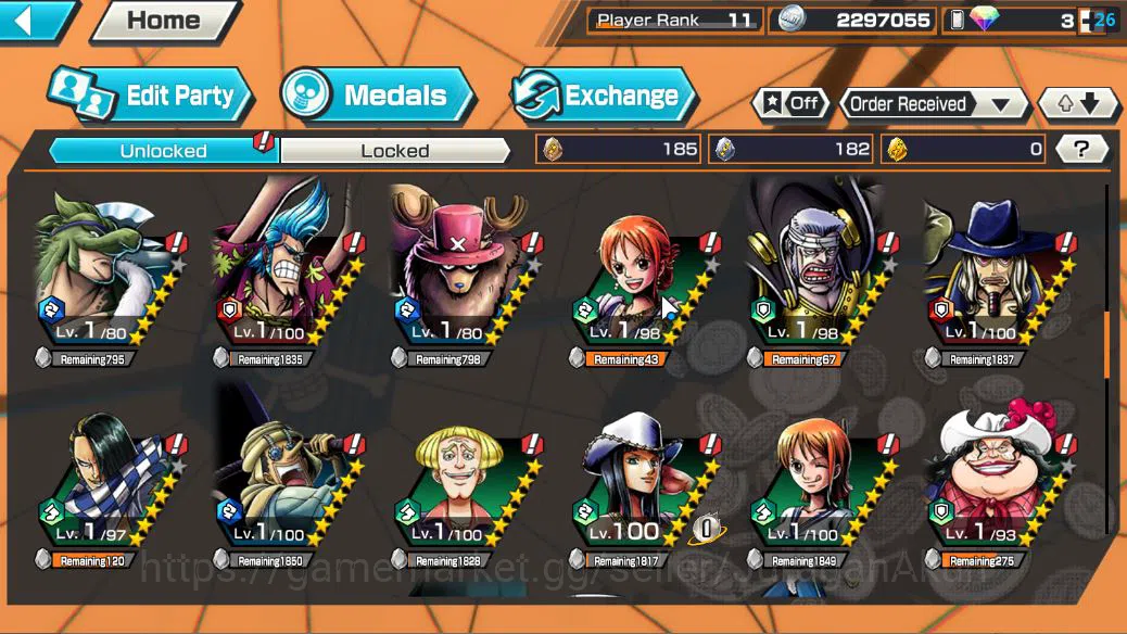 One Piece Bounty Rush Accounts Starter Global|2EX|FilmZ Zephyr,Blackbeard Pirates Kuzan,|Rank11|LogBandai|CheckSS(OPBR1773) 6