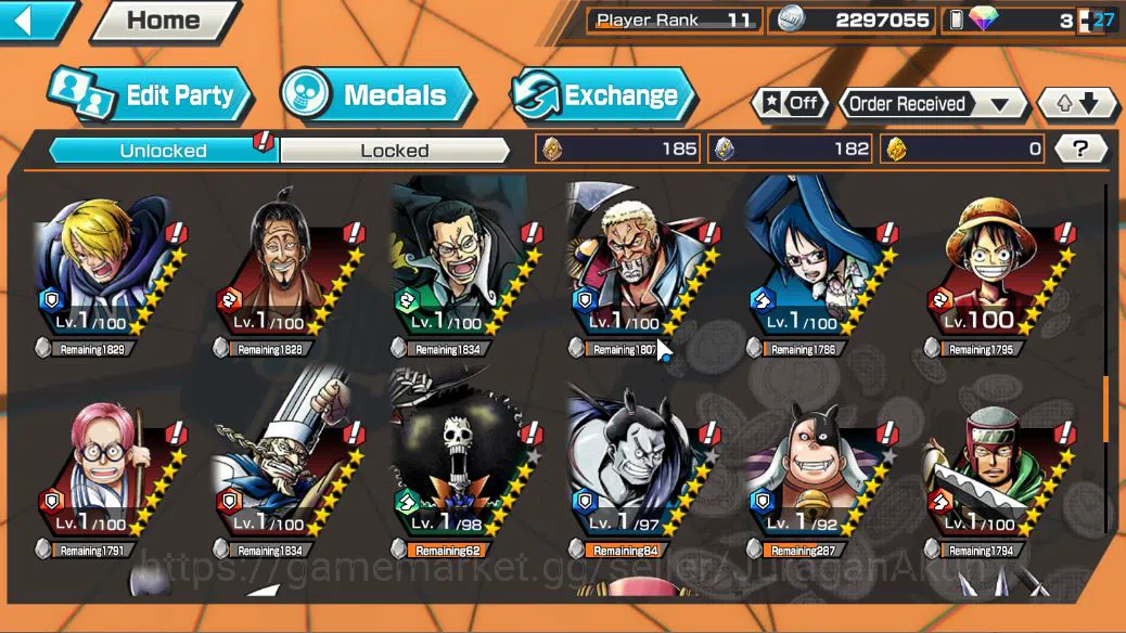 One Piece Bounty Rush Accounts Starter Global|2EX|FilmZ Zephyr,Blackbeard Pirates Kuzan,|Rank11|LogBandai|CheckSS(OPBR1773) 7