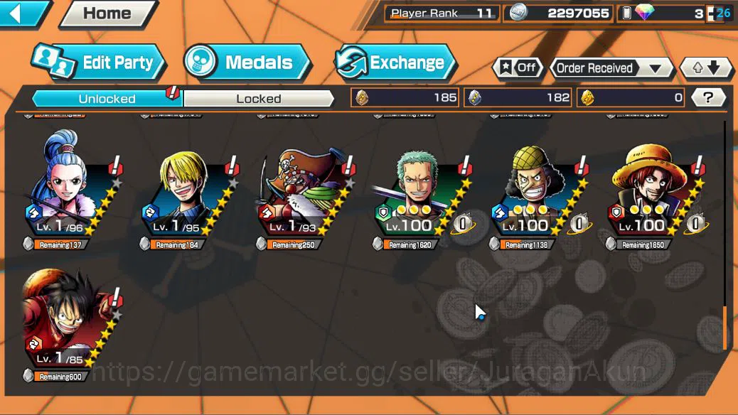 One Piece Bounty Rush Accounts Starter Global|2EX|FilmZ Zephyr,Blackbeard Pirates Kuzan,|Rank11|LogBandai|CheckSS(OPBR1773) 9