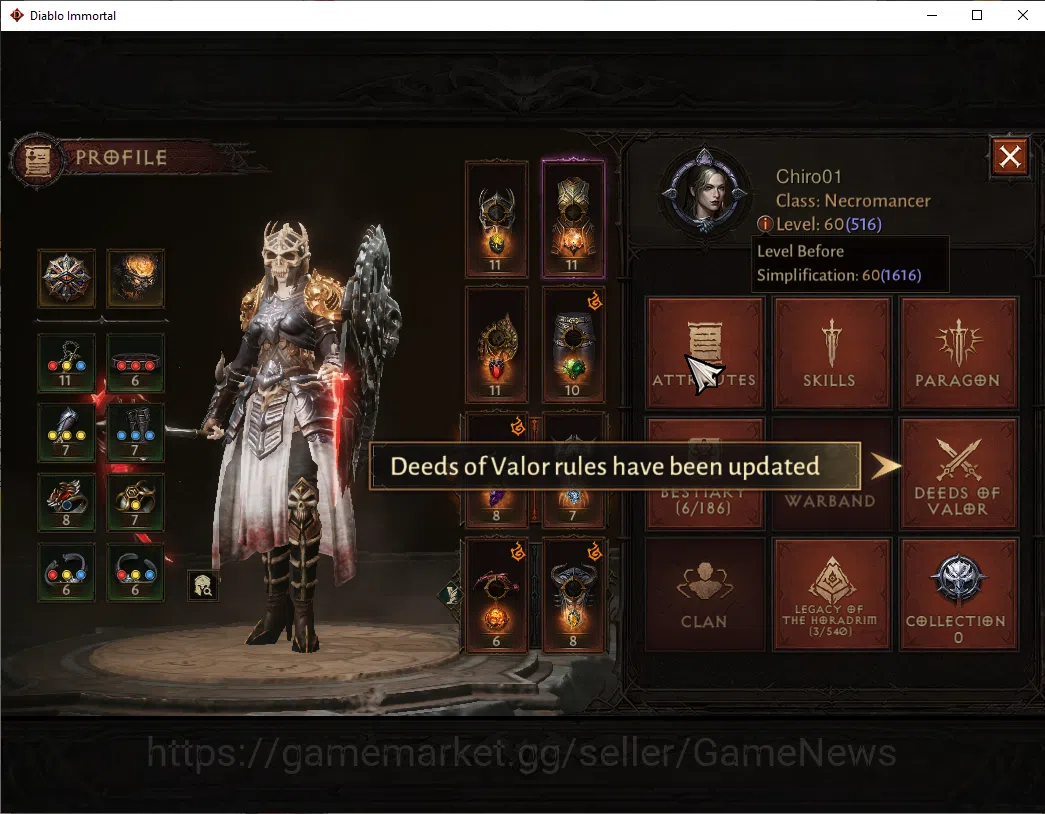 Diablo Immortal Accounts SA - Malah|CS ON|Lv60(516)|Necromancer|CR 33k|Reso image 3