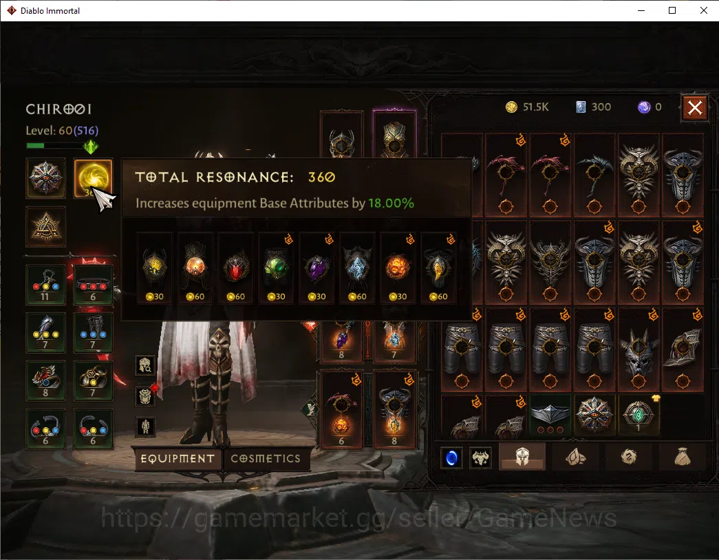 Diablo Immortal Accounts SA - Malah|CS ON|Lv60(516)|Necromancer|CR 33k|Reso image 5