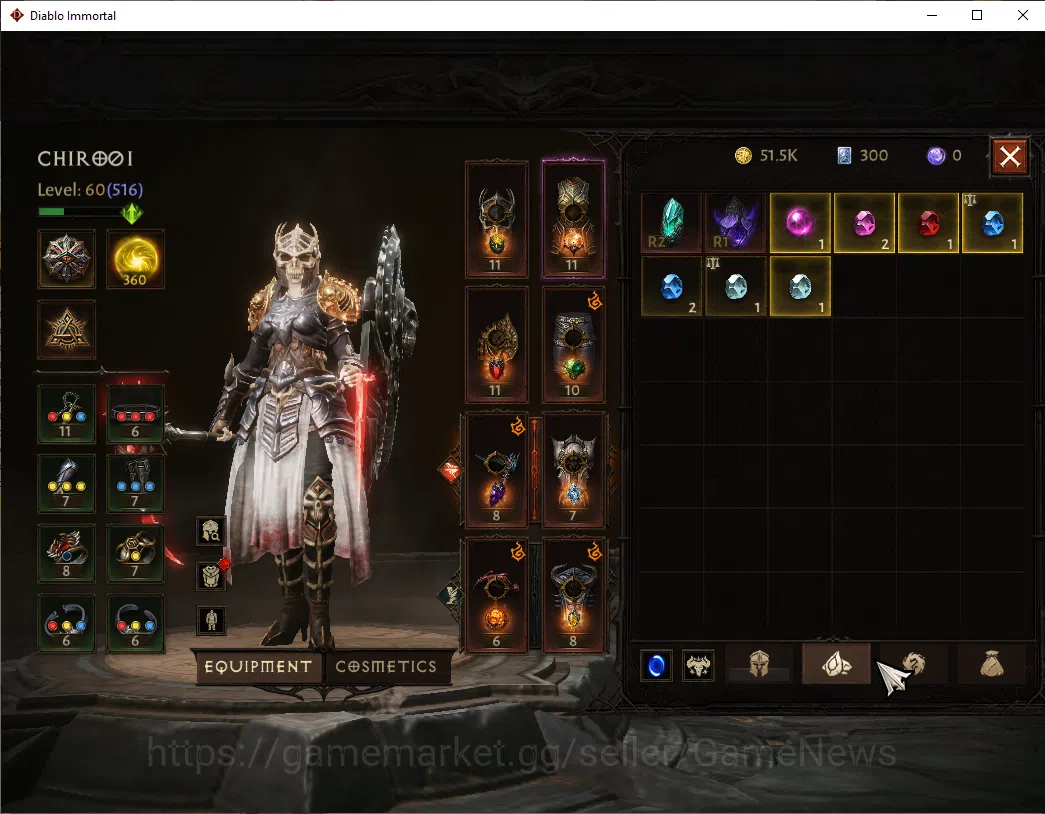 Diablo Immortal Accounts SA - Malah|CS ON|Lv60(516)|Necromancer|CR 33k|Reso image 7