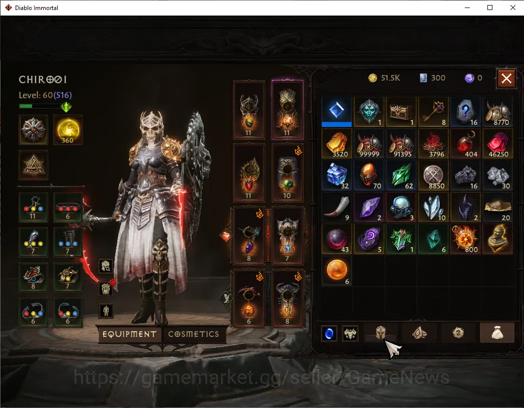 Diablo Immortal Accounts SA - Malah|CS ON|Lv60(516)|Necromancer|CR 33k|Reso image 9