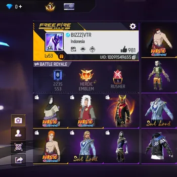 Free Fire Accounts AKUN FF MURAH - BUNDLE NARUTO PAIN TANDE - NARUTO ADA 3 - MURAH SAJA