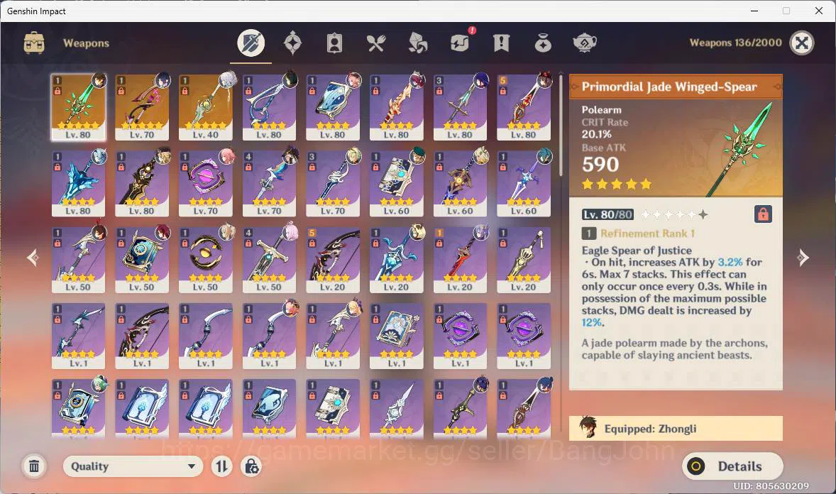 Genshin Impact Accounts Others ASIA | AR 55| raiden, Zhongli, Yelan, eula, Navia, zibai, hutao, cyno ETC. good ACC more 9