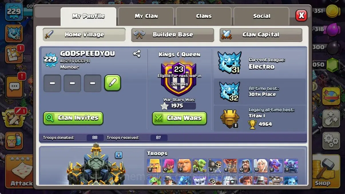 Clash of Clans Accounts Global | TH 17-BH 10|8 Skins|LVL 229|HH 11|BK 79,A image 1