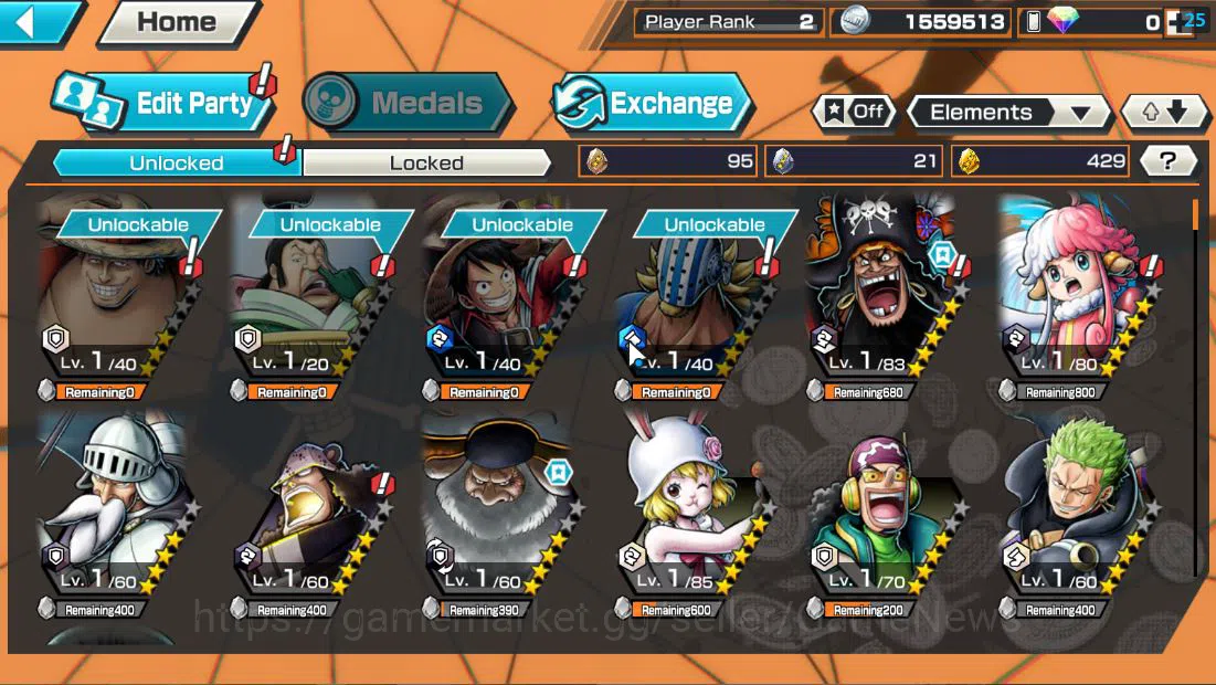One Piece Bounty Rush Accounts Global|6 EX|T4E Marshall DTeach,T5E Saturn,BP Kuza image 2