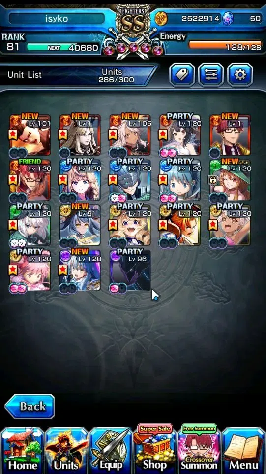Grand Summoners Accounts End-Game Global|Rank 81|17 Ascend+10 TW|(H Inumuta,Sayaka Miki,Chloe,Madoka,S Chloe,Selia SW,RR 3
