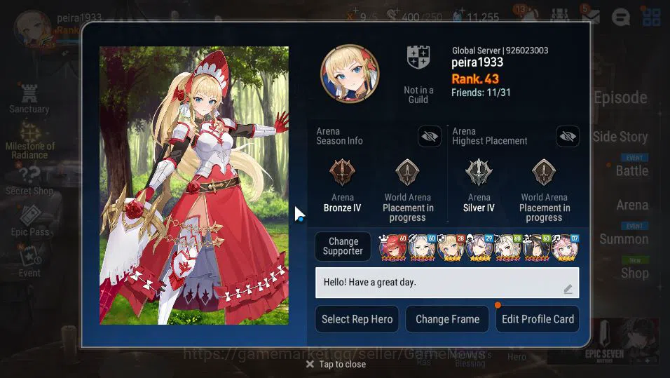 Epic Seven Accounts GLOBAL UnVerif|4 ML(F Cecilia,Har setti,LQ Charlot image 2