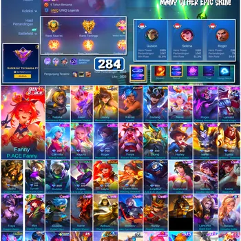 Mobile Legends: Bang Bang Accounts #4564 284 Skins | Fanny P.ACE Fanny (P.ACE) | Karina Leona (KOF) | Badang Pegasus Seiya
