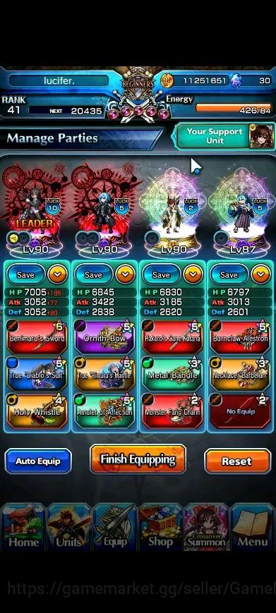 Grand Summoners Accounts Mid-Game Global|Rank 41|Chapter 10| 3 Ascend+2 TW | RimuruTW, DiabloTW, Misette |Lpot 59|(GS2526) 3