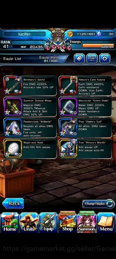 Grand Summoners Accounts Mid-Game Global|Rank 41|Chapter 10| 3 Ascend+2 TW | RimuruTW, DiabloTW, Misette |Lpot 59|(GS2526) 6