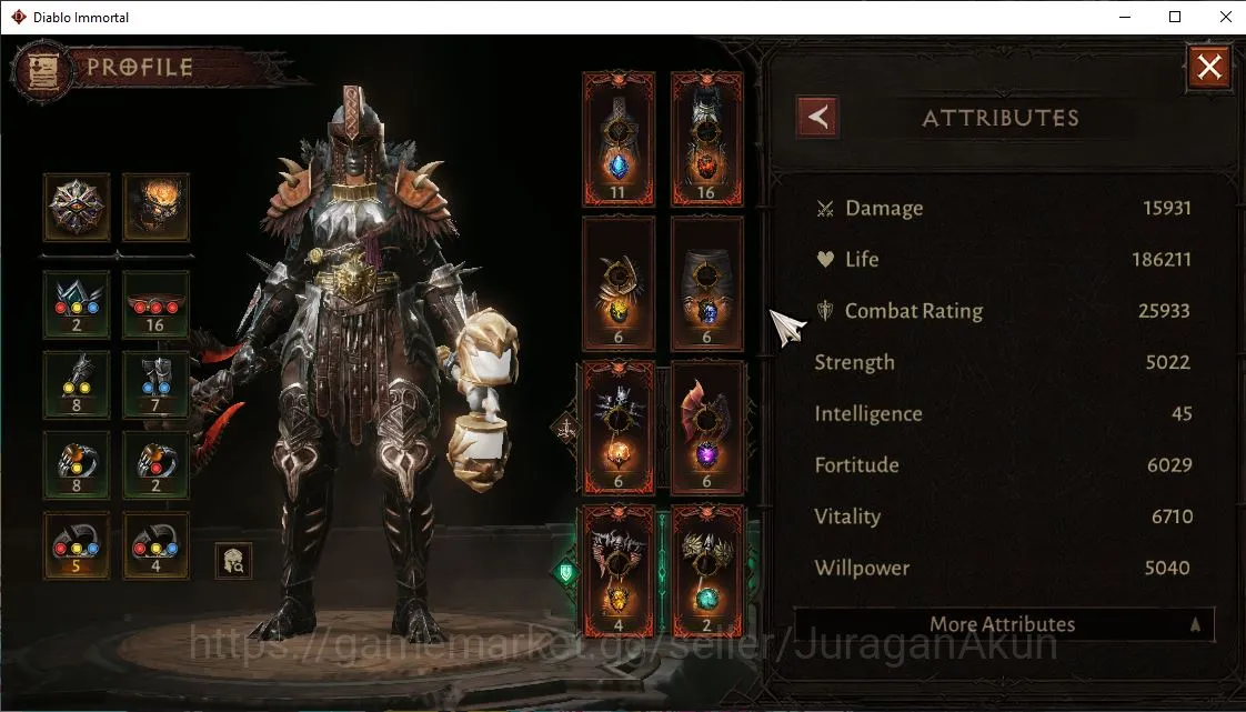 Diablo Immortal Accounts Mid-Tier NA - Chains Of Honor|Lv60(412)Barbarian|25k CR|Reso 450|Hell III|Paragon Slayer|Hell 5