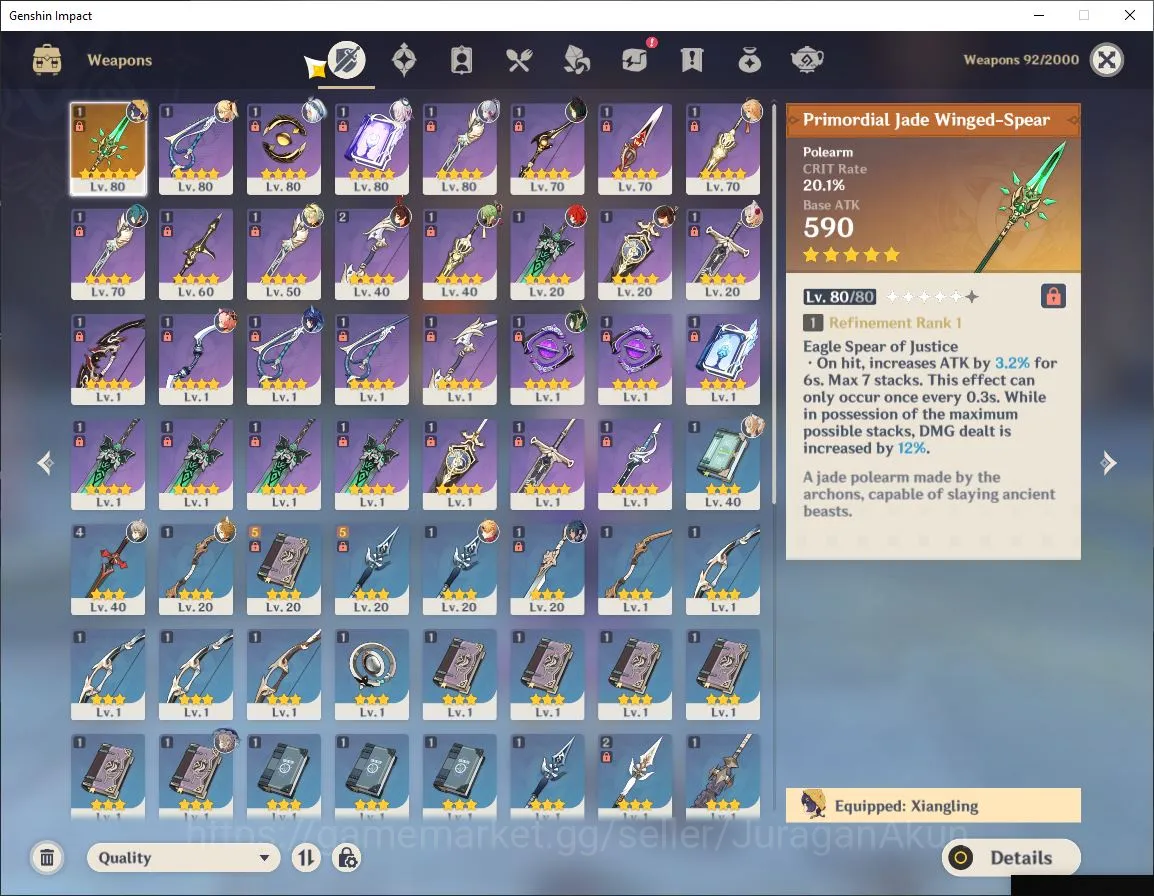 Genshin Impact Accounts Mid Game ASIA|AR 52|4 Limited + 1 [5 Star Weapon]|[Nefer,Mualani,Ayaka,Citlali]|MC Male|Take 5