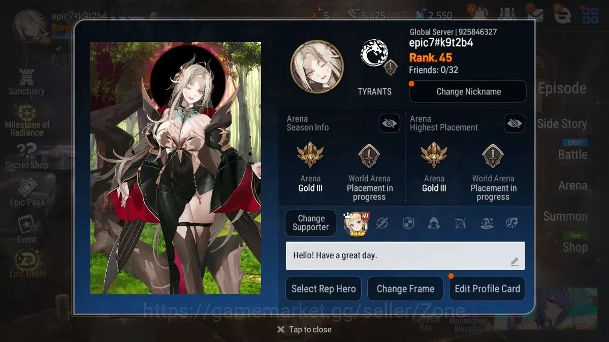Epic Seven Accounts Limited Hero Global|7 ML(LCermia,Taeyou,Yufine,Harsetti,Luluca,DD Ray)|Bless ON|SS 2.5K|Stove(ES785Z) 9