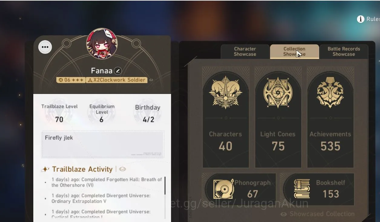 Honkai Star Rail Accounts Mid Game ASIA [TL70] 10 limited (Castorice, Ruan Mei, Robin, Huo Huo, Etc ) (Amphoreus) |Take 2
