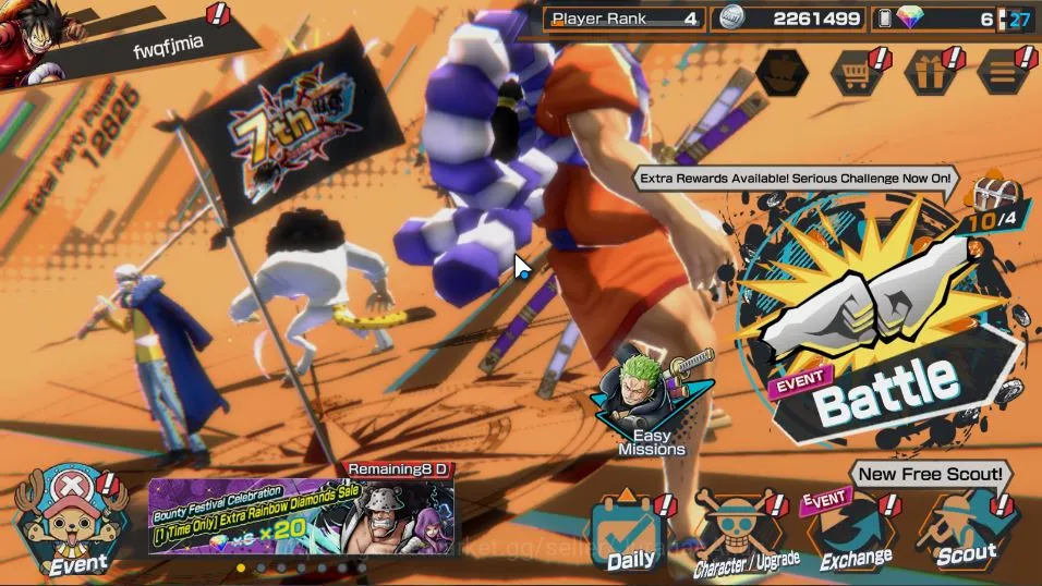 One Piece Bounty Rush Accounts Mid-Tier Global| 4 META EX | Daimyo Oden, The Strongest Kaido, Onigashima Oiran, HP Linlin
