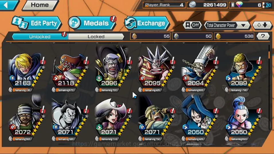 One Piece Bounty Rush Accounts Mid-Tier Global| 4 META EX | Daimyo Oden, The Strongest Kaido, Onigashima Oiran, HP Linlin 6