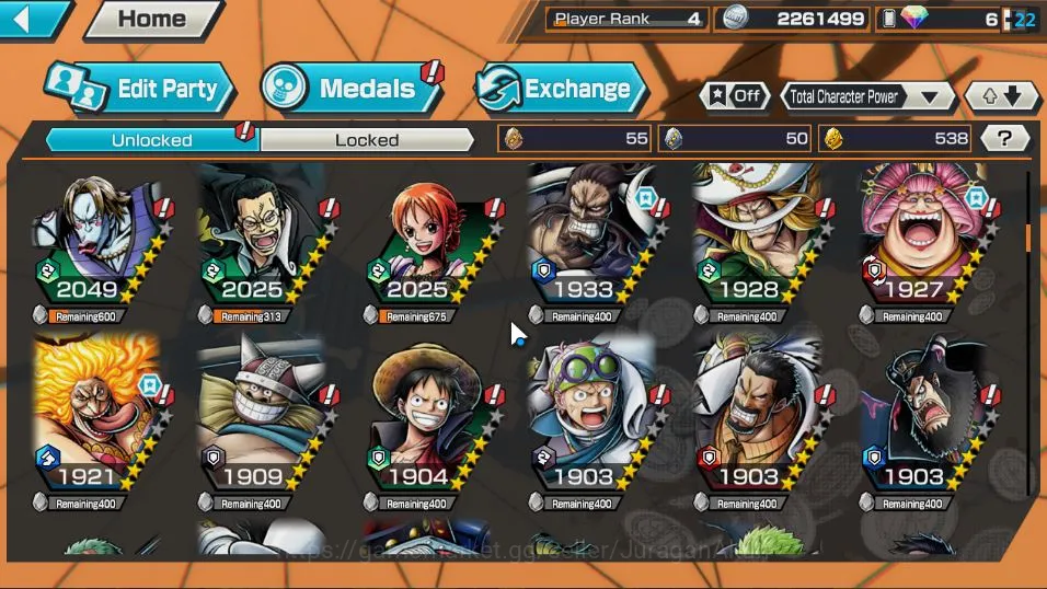 One Piece Bounty Rush Accounts Mid-Tier Global| 4 META EX | Daimyo Oden, The Strongest Kaido, Onigashima Oiran, HP Linlin 7