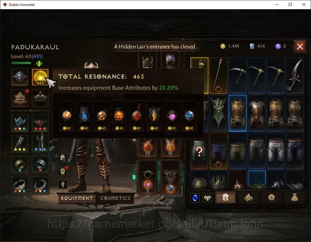 Diablo Immortal Accounts High-End OCE - Azmodan| 60 (431) Necromancer-Slayer | CR 29k | Reso 465 | Hell 3 | Varog Lv 30 (*4 13