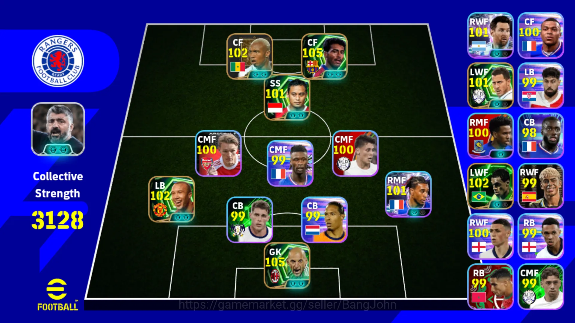 eFootball Others Power 3128 | Romario Epic DB | Christian Abbiati E image 1