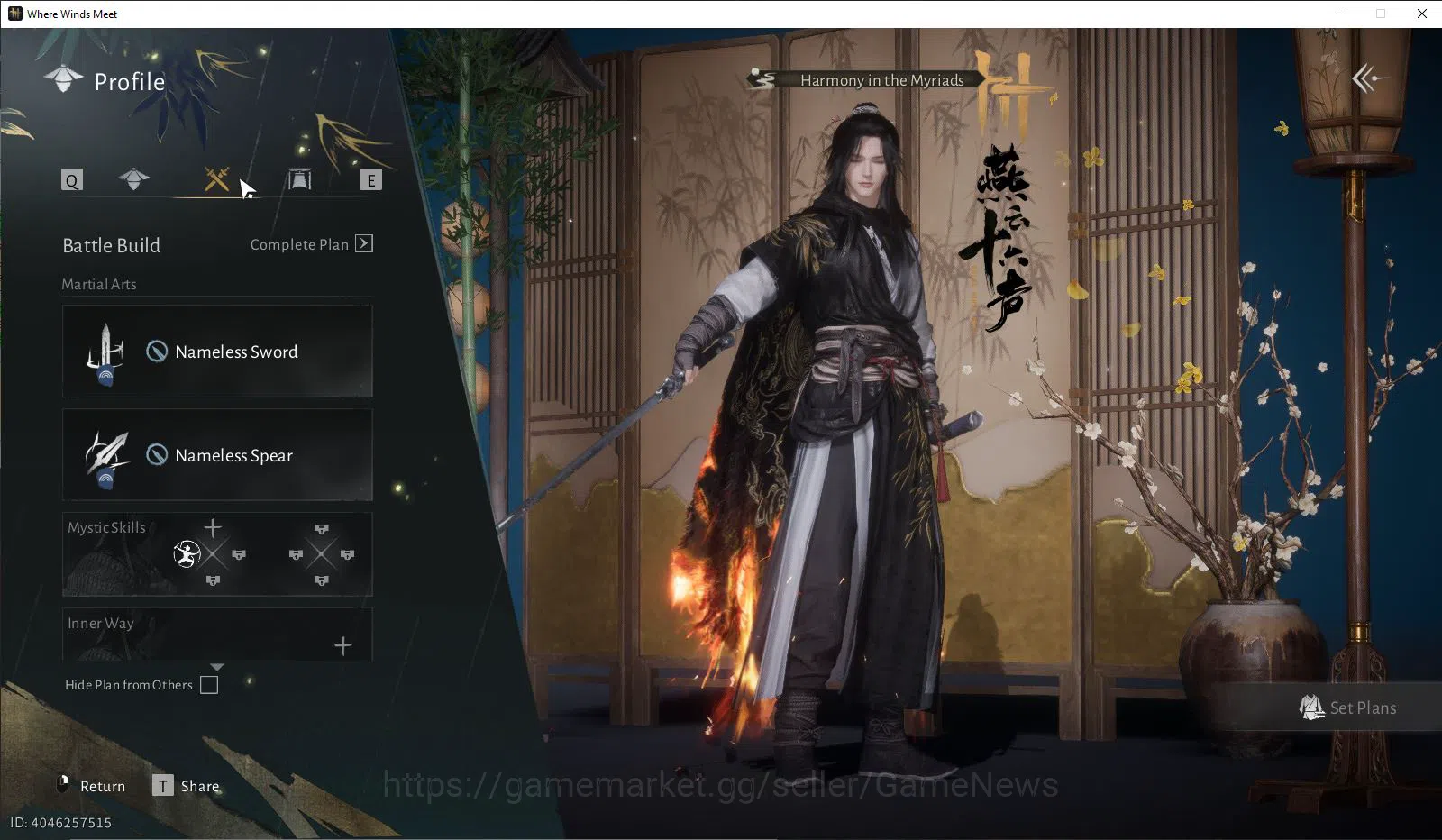 Where Winds Meet Accounts GLOBAL|Lv 5|GS 3714|Blazing Passes||Nameless Sword image 6