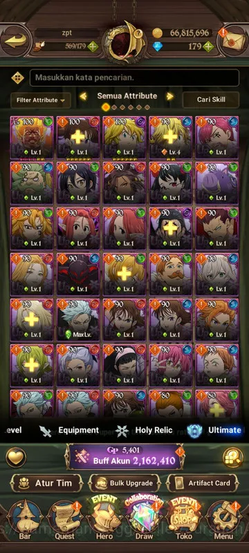 The Seven Deadly Sins: Grand Cross Accounts Midgame Global|2,1M CC|8UR + Full Collab Konosuba + 179 Gems 2