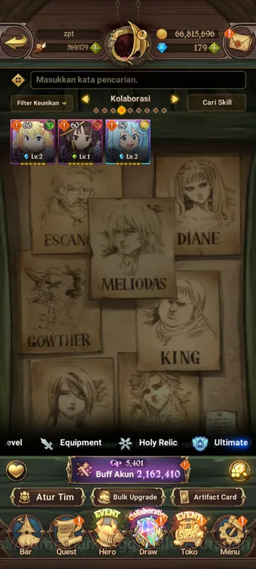 The Seven Deadly Sins: Grand Cross Accounts Midgame Global|2,1M CC|8UR + Full Collab Konosuba + 179 Gems 4